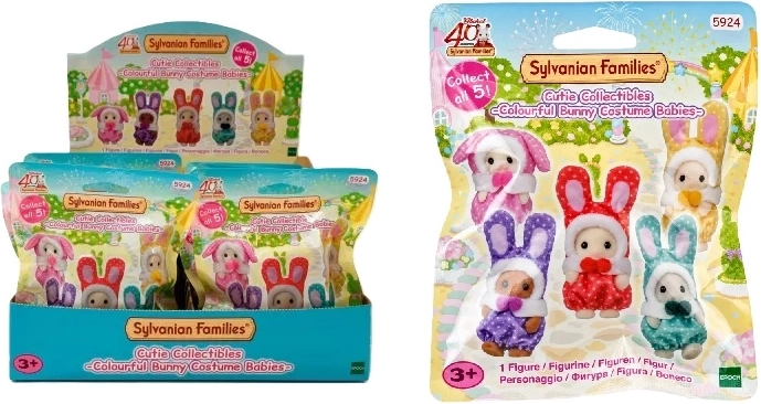 Sylvanian Families vrečka z zajčki v pisanih kostumih - 1 kos