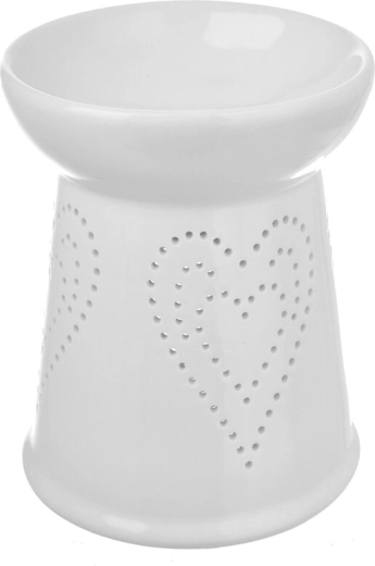 Porcelanasta aromalampa v beli barvi s srcem