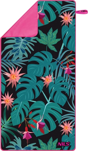 Hitro sušeča mikrovlaknena brisača NILS Camp s tropskim vzorcem 160 × 80 cm
