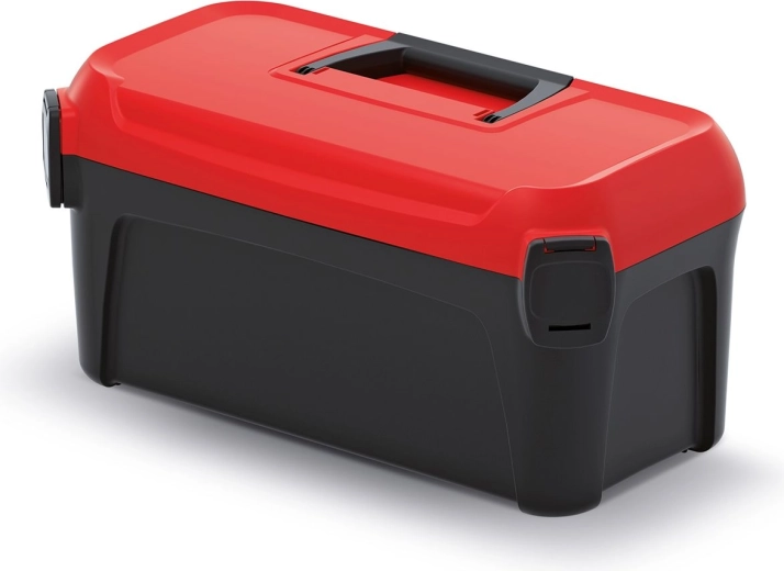 Škatla za orodje SMART 16 l, 380 × 234 × 225 mm, črna z rdečim pokrovom