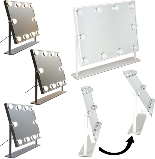 LED kozmetično ogledalo z 10 žarnicami, 3 barve svetlobe, belo
