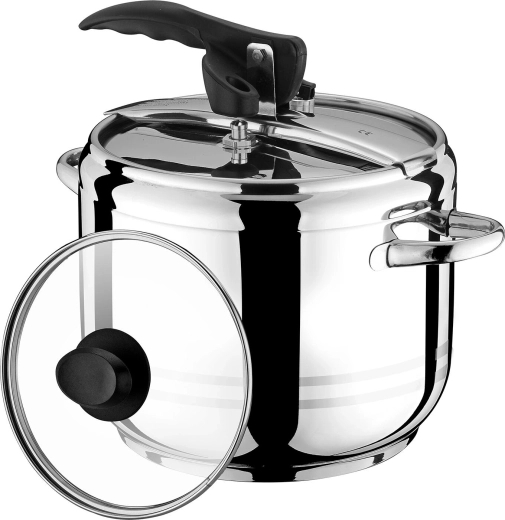 Tlačni lonec 5 l AXIO iz nerjavnega jekla s steklenim pokrovom