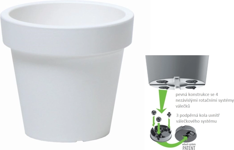 Cvetlični lonec LOFLY s kolesi 58,2 cm bel