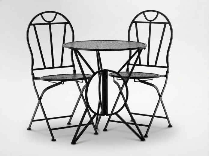 Kovinski bistro set SUSAN – miza in 2 zložljivi stoli, črna vintage