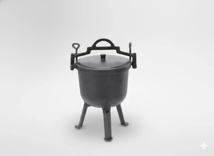 Litoželezni lovski kotliček 8 l s pokrovom in nogami