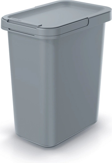 Ozek koš za odpadke Systema 12 l, svetlo siv z nagibnim pokrovom