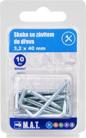 Vijakasta kljuka za les 40 × 3,2 mm, pocinkana (10 kos)