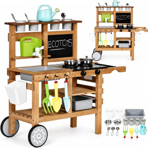 Otroška zunanja kuhinja iz naravnih materialov ECOTOYS