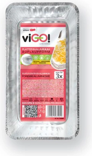 Aluminijaste posodice za žar 3 kosi 20 × 11,5 × 4 cm