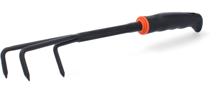 Vrtni ročni kultivator s trizobcem, črn, 31 × 7 × 6,5 cm