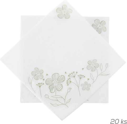 Greenish papirnati prtički beli 33 × 33 cm, 20 kosov