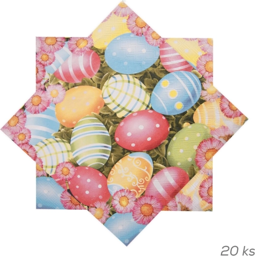 Papirnati velikonočni prtički z motivom jajčk 33 × 33 cm, 20 kos