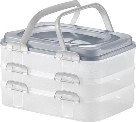 Plastična piknik škatla s 3 nadstropji 40 × 30 × 24 cm