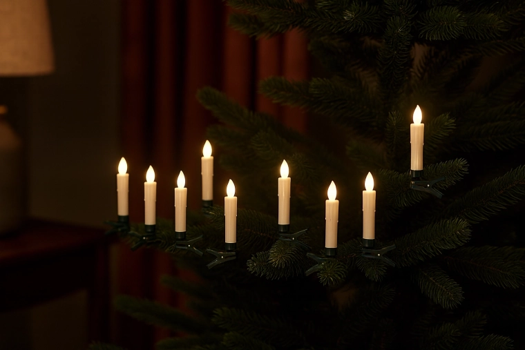 Set 10 LED svečk s sponko in daljinskim upravljalnikom 1,9 × 9 cm