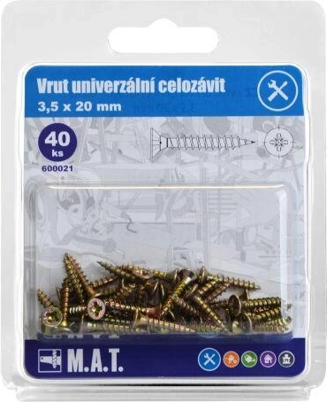 Universal full-thread screw 3.5 × 20 mm, zinc (40 pcs)
