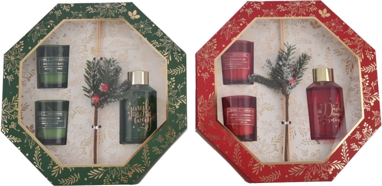 Božični darilni set: aroma difuzor in dišeče sveče