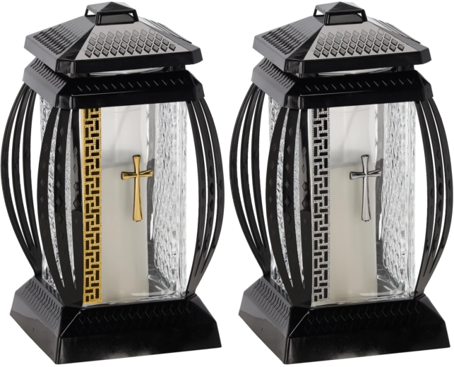 Nagrobna sveča Prima Vera z bleščicami in križem – zlata ali srebrna, 28 cm, 45 h