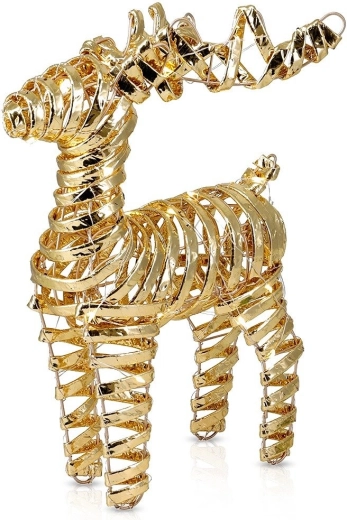 Golden Light-Up Reindeer with 25 LEDs, 34 cm