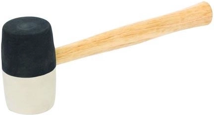 Gumijasto kladivo 860 g, premer 65 mm, črno-belo, leseni ročaj