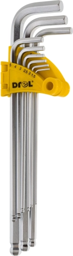 Set podaljšanih imbus ključev s kroglico 1,5–10 mm, 9 delov DREL