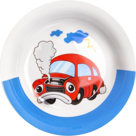 Otroški globoki porcijski krožnik z motivom avtomobila 19 cm