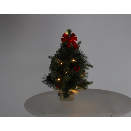 Božično namizno drevesce s 15 LED, 50 cm, rdeče - 1 kos