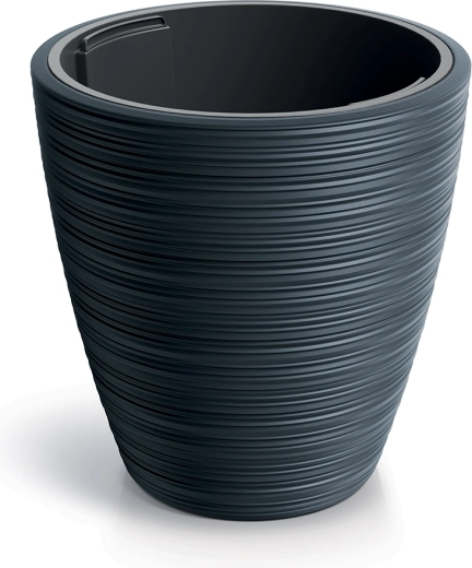 Cvetlični lonec VENA ROUND z vložkom 19,8 cm, antracit