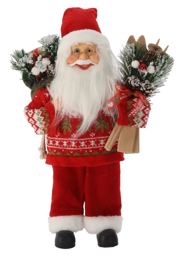 Standing Christmas Santa Claus with Skis, 40 cm
