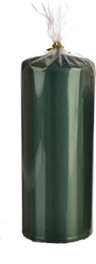 Valjasta sveča kovinsko mat zelena 18 cm