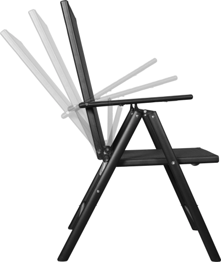 Folding metal garden chair with adjustable backrest, black - 1 piece