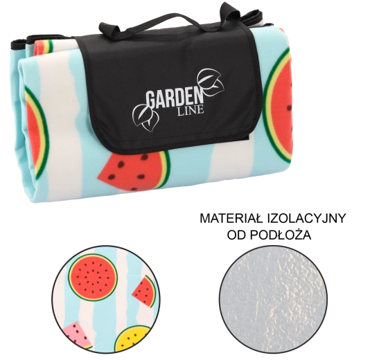 Piknik odeja 200 × 200 cm z izolacijo in sadnim vzorcem