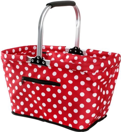 Zložljiva nakupovalna košara TORO, črna z belimi pikami