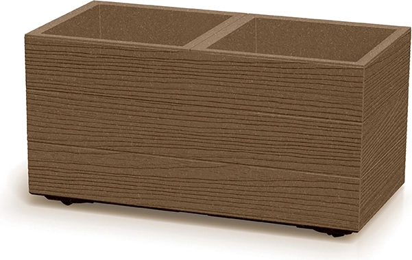Cvetličnik Madera Case Eco Wood rjav – modularno korito z lesnim dekorjem