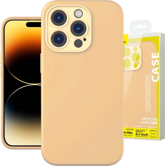 Baseus Liquid Silica Gel ovitek za iPhone 14 Pro Max + kaljeno steklo in čistilni komplet – Sunglow