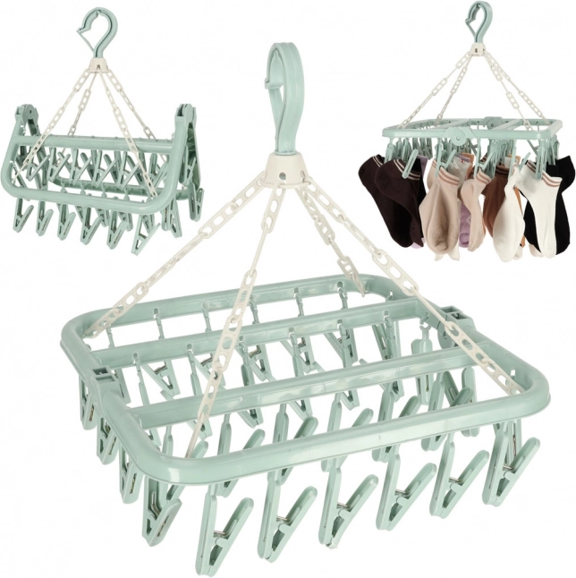 Univerzalno plastično stojalo za sušenje perila s 32 modrimi kljukicami