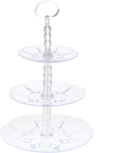 Trostopenjska plastična etažerka GALICJA, prozorna