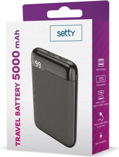 Setty powerbanka 5000 mAh z LCD-zaslonom