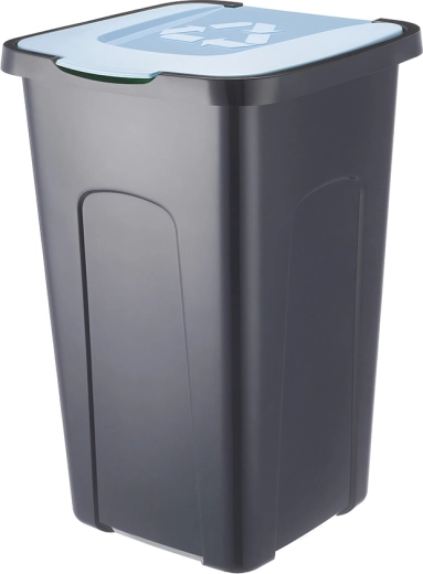 50 l Black Waste Sorting Bin – Blue
