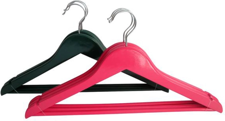 Lesena obešalnika za oblačila, 3 kosi, 44,5 × 23 cm, mešanica barv