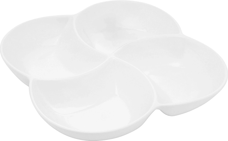 Regular porcelanasta razdeljena servirna skleda 4 deli 26,5 cm kremna