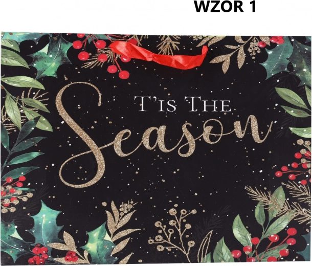 Božična darilna vrečka "Happy Holidays" 42x12x31 cm Mešanica vzorcev