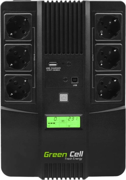 Zasilni napajalnik UPS GREEN CELL AiO 800 VA, 480 W z LCD