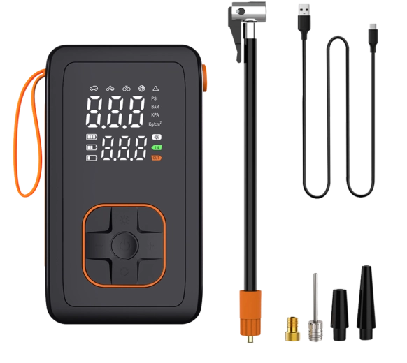 Prenosna akumulatorska zračna črpalka in powerbanka 7,4 V za avto, kolo in žoge