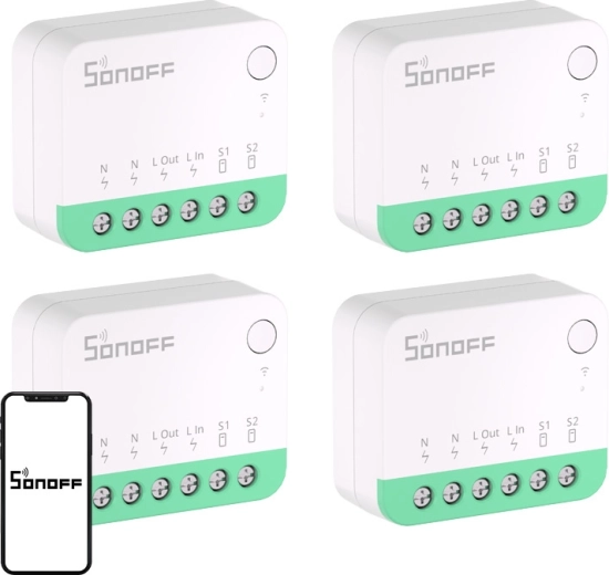 Sonoff MINIR4M (Extreme) pametno stikalo z Matter, paket 4 kos