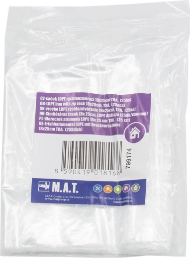 LDPE vrečke z zadrgo 18 × 25 cm, prozorne (25 kos)