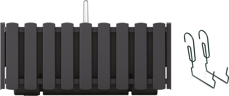 Viseči koritasti lonec za ograjo 38 cm antracit s kovinskim nosilcem