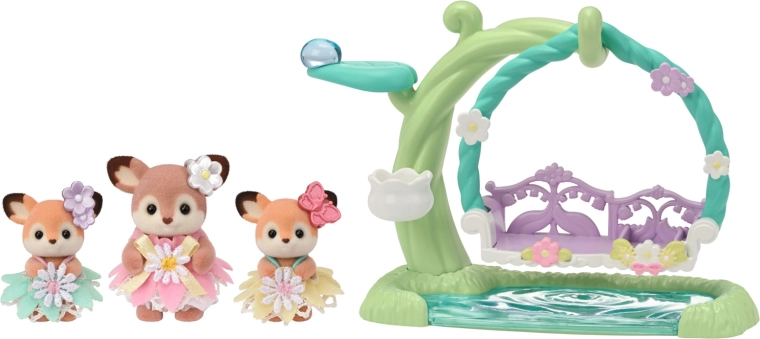 Sylvanian Families jeleni na cvetni gugalnici – igralni set s 3 figuricami