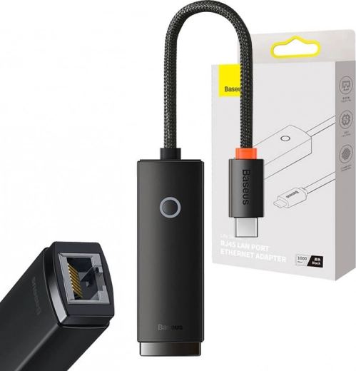 Omrežni adapter Baseus Lite Series USB-C na RJ45 (črn)