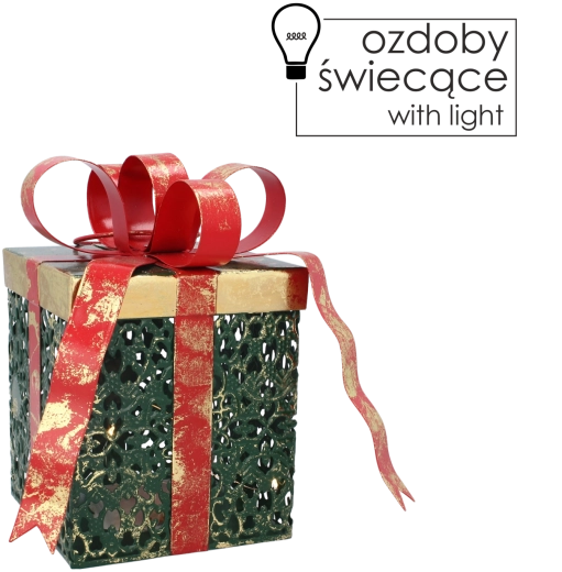 Kovinska božična dekoracija darilo z LED osvetlitvijo