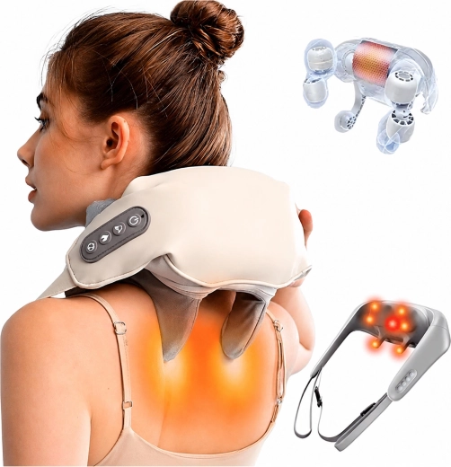 Shiatsu massage collar for neck, shoulders and back with heating - 1 piece
